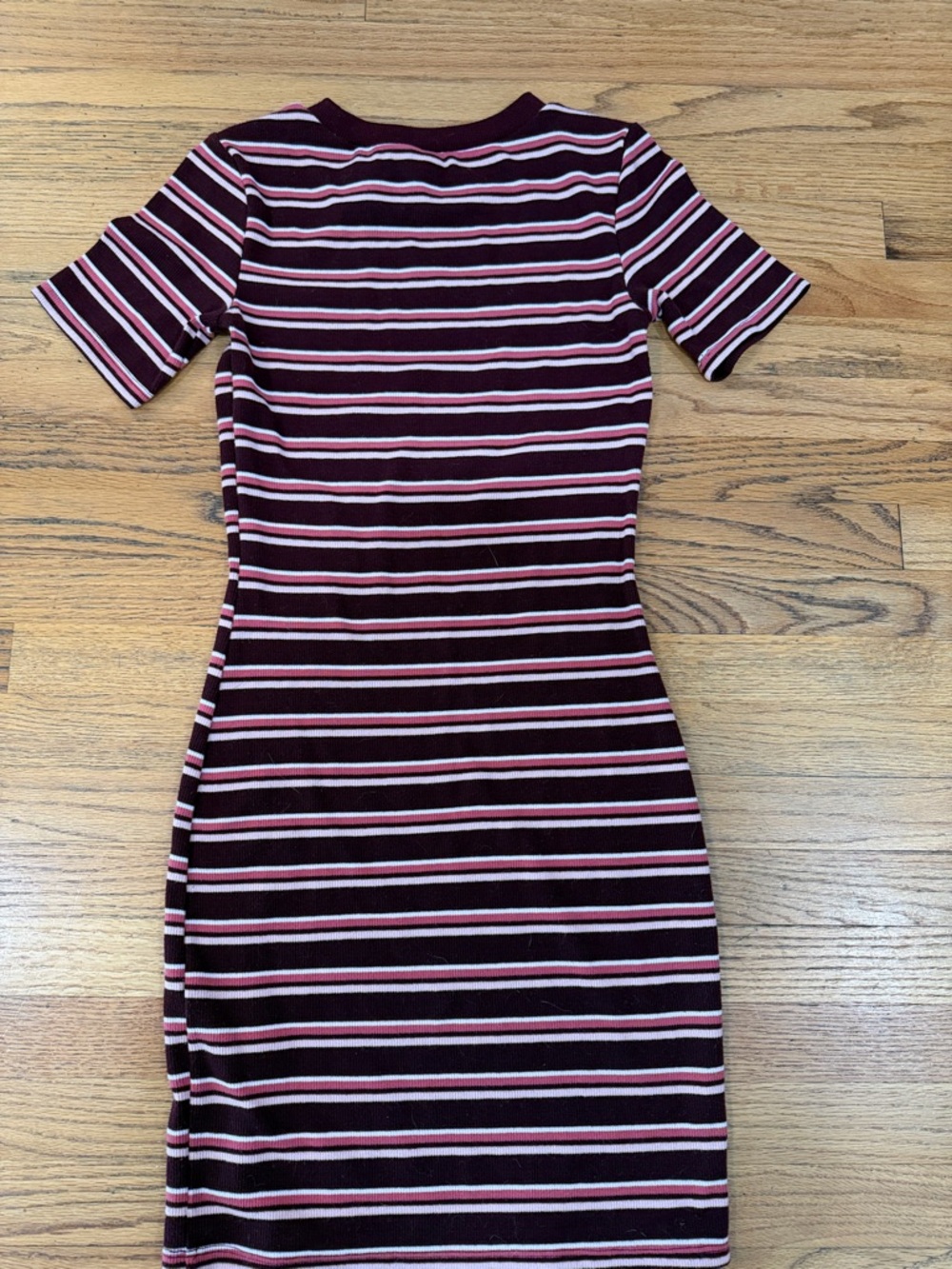 H&M Burgundy & Pink Striped Midi Dress - Picture 2 of 7